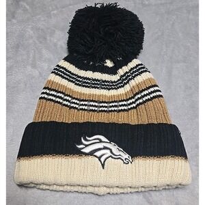 Women's '47 Natural Denver Broncos Barista Cuffed Knit Beanie with Pom Pom New